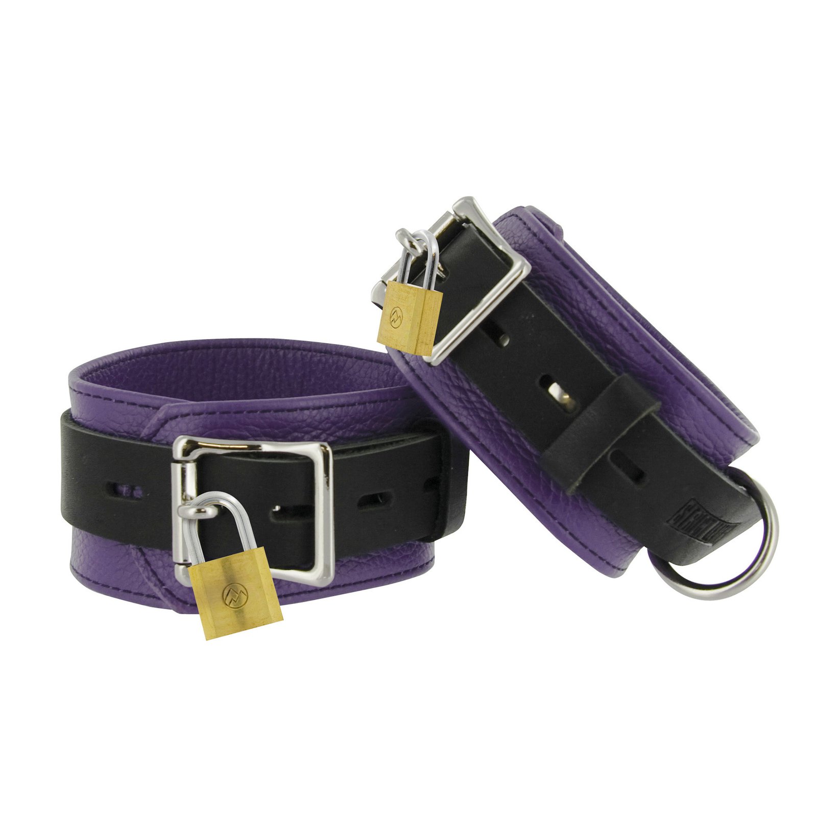 Strict Leather Purple and Black Deluxe Locking Ankle Cuffs - Image 2